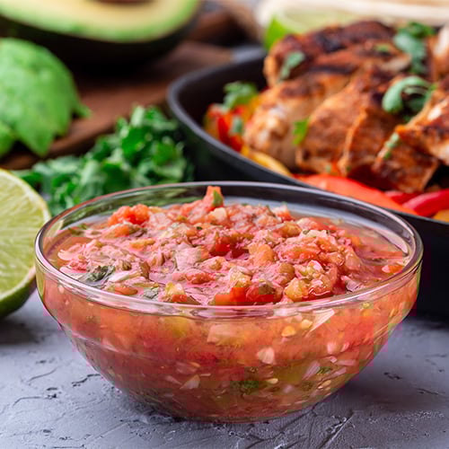 Salsa in a glass bowl