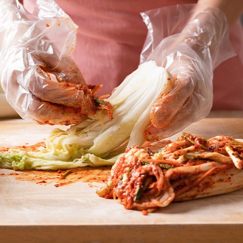 kimchi being made on table