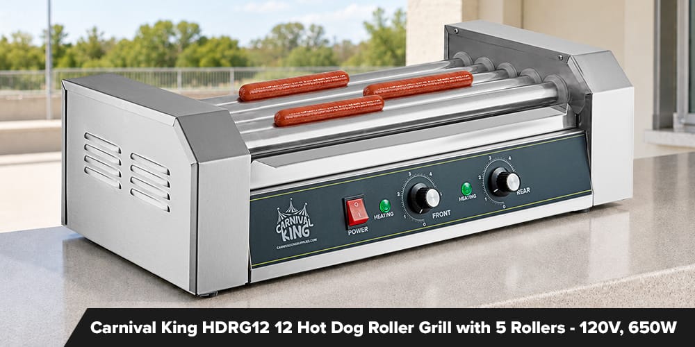 Best Budget Hot Dog Roller - Carnival King HDRG12 12 Hot Dog Roller Grill with 5 Rollers - 120V, 650W
