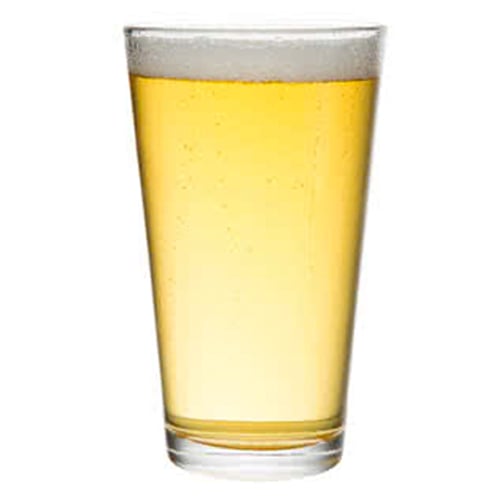 Pint glass of light lager