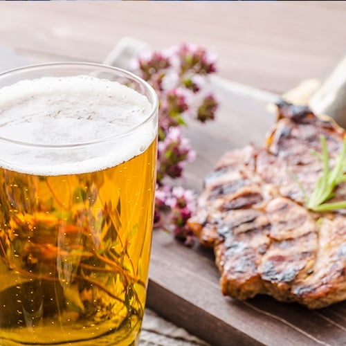 Beer paired with steak