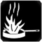 Black and white graphic of class K fire in frying pan
