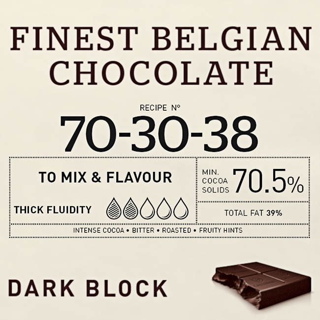 Dark chocolate label with cocoa percentage