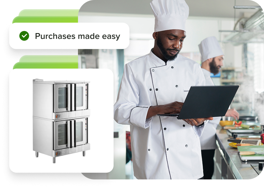 chef making a purchase online using service