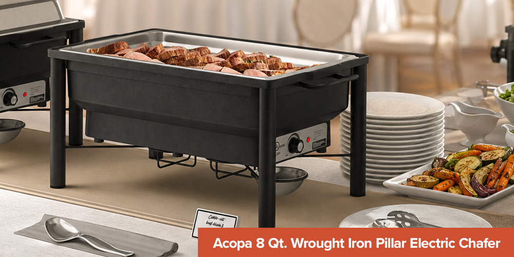 Acopa 8 Qt. Wrought Iron Pillar Electric Chafer