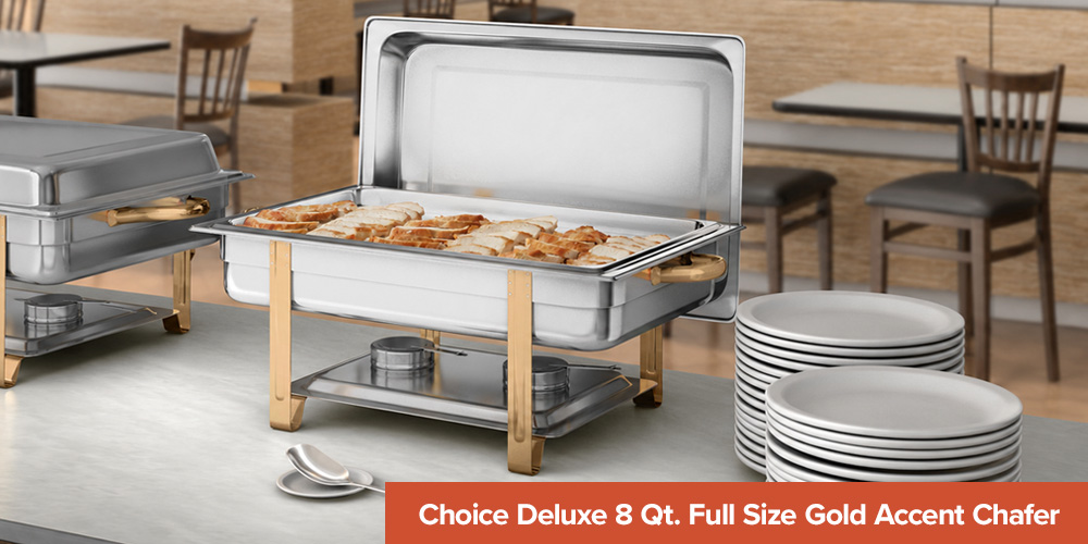 Choice Deluxe 8 Qt. Full Size Gold Accent Chafer