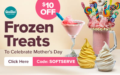 Frostline Frozen Treats To Celebrate Mother's Day. Click here and save $10. Use code: SOFTSERVE