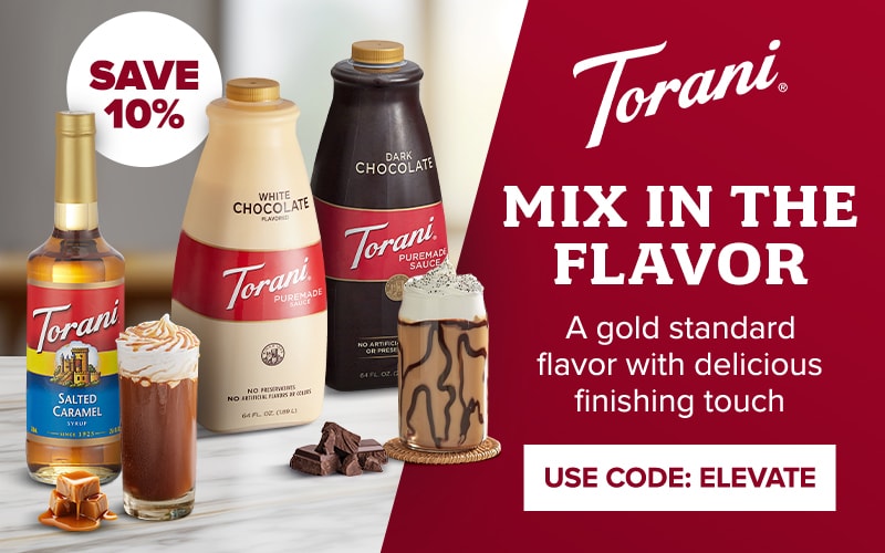 Save 10% on Torani Syrups and Sauces. Use Code: ELEVATE