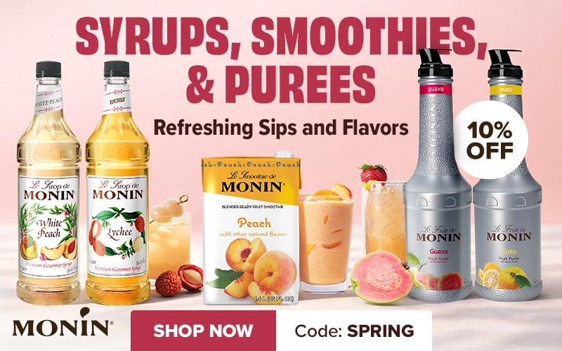 10% Off Monin Syrups, Smoothies, & Purees. Refreshing Sips and Flavors. Shop now. Code: SPRING