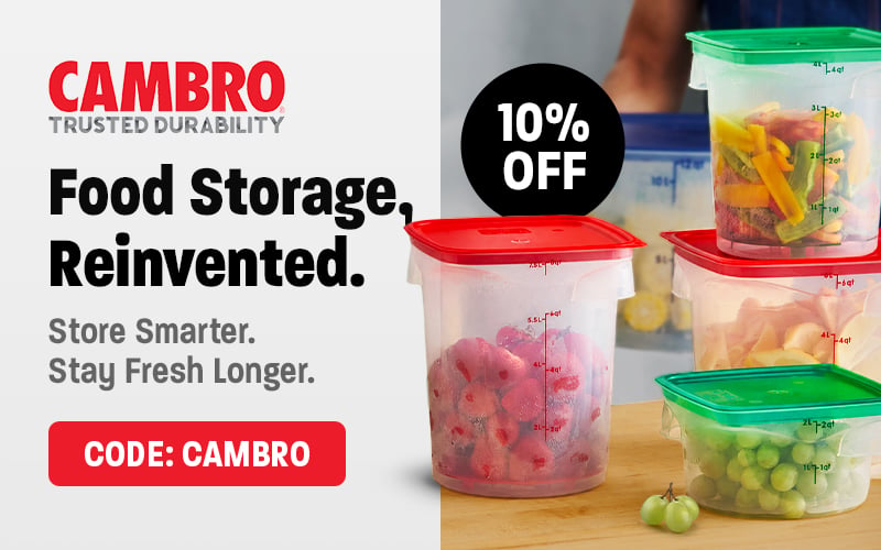 Save 10% on Cambro Food Storage Containers; Use Code: CAMBRO