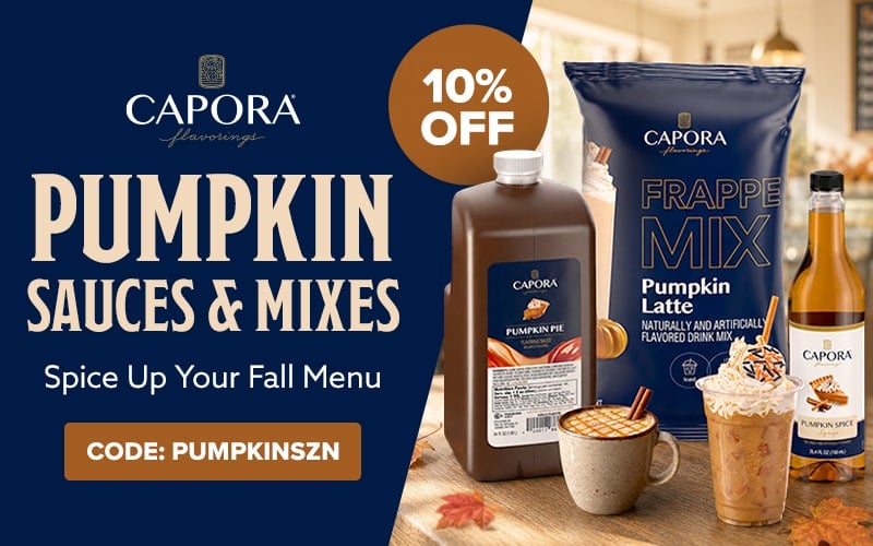 Capora Pumpkin Sauces, Syrups, and Mixes. Spice up your fall menu. Save 10% with code PUMPKINSZN