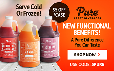 Pure Craft Beverages, serve cold or frozen, new functional benefits, a pure difference you can taste, shop now
