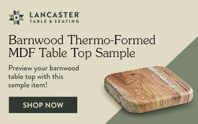 Shop Lancaster Table and Seating Barnwood Thermo-Formed MDF Table Top Sample, Preview your barnwood table top with this sample item!
