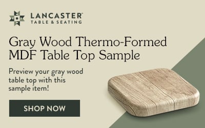 Shop Lancaster Table and Seating Gray Wood Thermo-Formed MDF Table Top Sample, Preview your gray wood table top with this sample item!