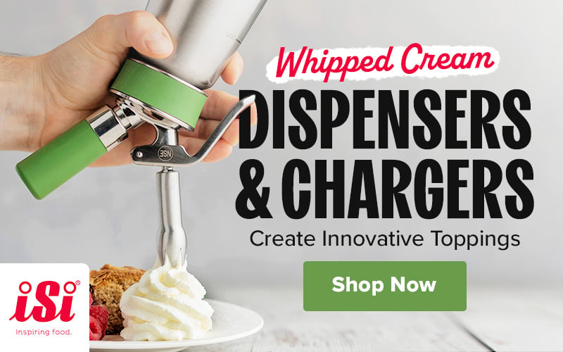 Shop whipped cream dispensers and chargers from iSi and create innovative toppings
