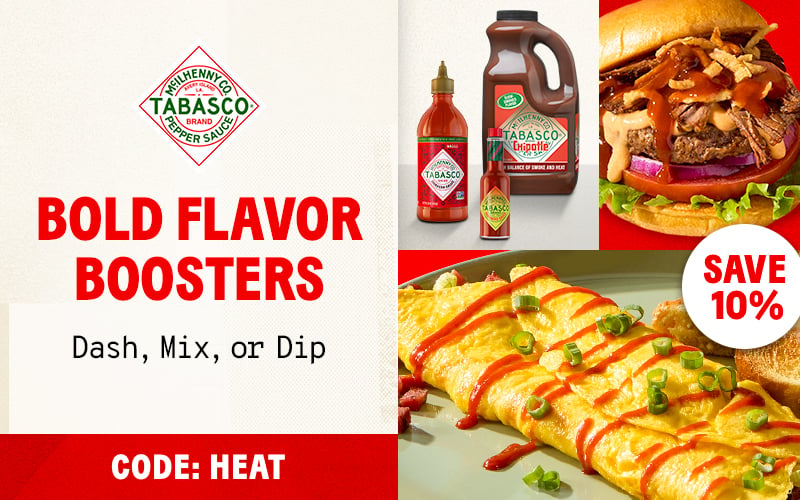 Save 10% on Bold Flavor Boosters from Tabasco; Code: HEAT