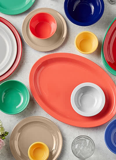Melamine Plates Bowls Tableware, Wood And Metal Hudson Pub Tableware