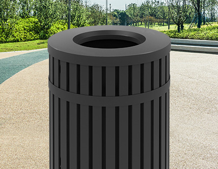 ArchTec Parkview 45 Gallon Black Steel Outdoor Round Trash Receptacle