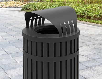 ArchTec Parkview 45 Gallon Round Black Steel Outdoor Trash Receptacle with Canopy