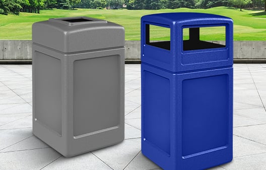Precision Series® Imprinted Trash Container, 25-Gallon Round, Swivel Lid