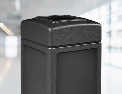 PolyTec 42 Gallon Square Black Waste Container