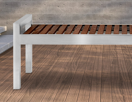 Skyline Series 5' Espresso Wood and Stainless Steel Indoor / Outdoor Bench