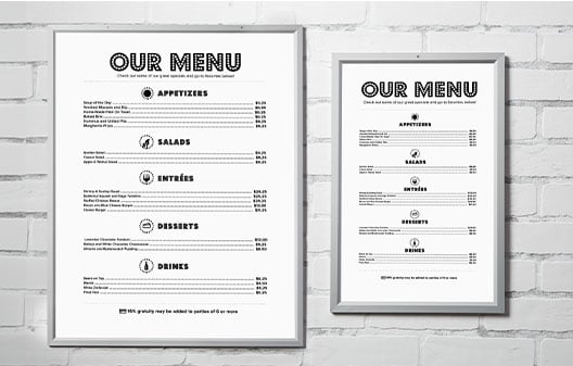 Menu Stands & Restaurant Sign Frames - WebstaurantStore