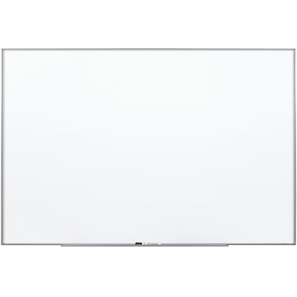 A Quartet white board with a silver metal frame.