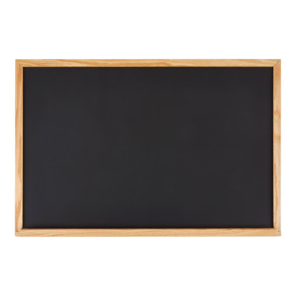 Aarco OC2436B 24" x 36" Black Solid Oak Wood Frame Slate Composition Chalkboard