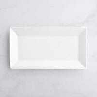 Acopa 11 1/2 inch x 6 1/4 inch Bright White Rectangular Porcelain Platter - 12/Case