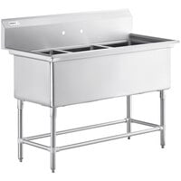 Regency Spec Line 57 inch 14 Gauge Stainless Steel Three Compartment Commercial Sink - 16 inch x 20 inch x 14 inch Bowls