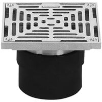Josam FD-250J-S 8S 8" Square Adjustable Cast Iron Floor Drain with Nikaloy Strainer and 4" No-Hub Outlet