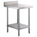 A Regency stainless steel equipment filler table with a galvanized undershelf.