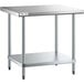 A Regency stainless steel work table with galvanized legs and undershelf.