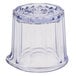 A clear glass GET Syrup and Cream Mini Pitcher with a cut out diamond pattern on the top.