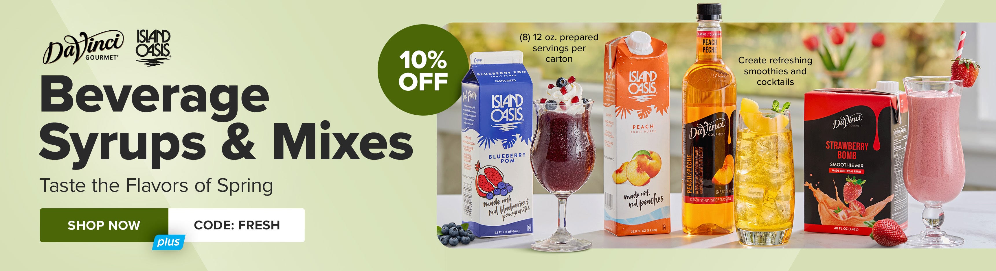 10% off Davinci and Island Oasis Beverage Syrups & Mixes, Taste the Flavors of Spring, use code: FRESH